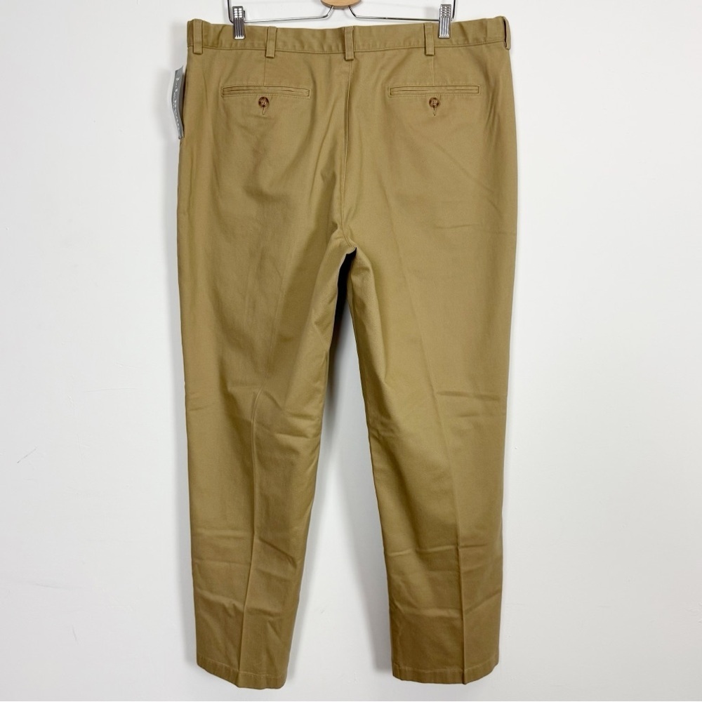 LL Bean Wrinkle Free Double L Pants Mens 42x32 Dark Khaki Tan 245698 NWT - Picture 2 of 11